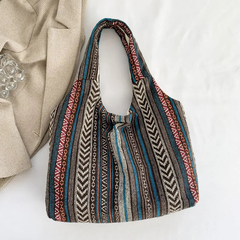 Simple Handbag Commuter Large Capacity Retro Underarm Bag Canvas Tote Bag