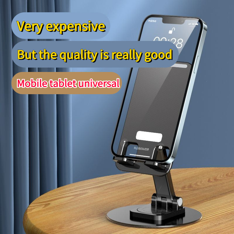 Foldable Phone Stand For Desk - Height Adjustable Cell Phone Holder Portable Cellphone Cradle Desktop Dock Metal Base 360 Degree Rotatable