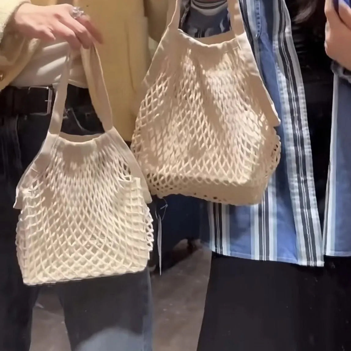 Summer Woven Hollowed Handbag for Women Crossbody Bag 37x33cm Soft PU Material