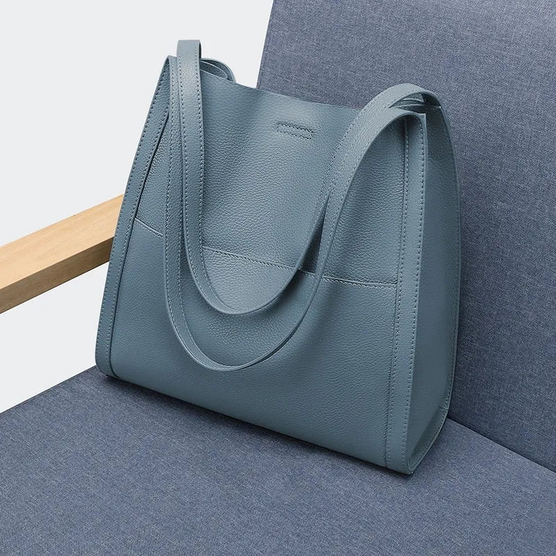 Travel Leather Bag Soft Genuine Cowhide Daily Use Square Vertical Model