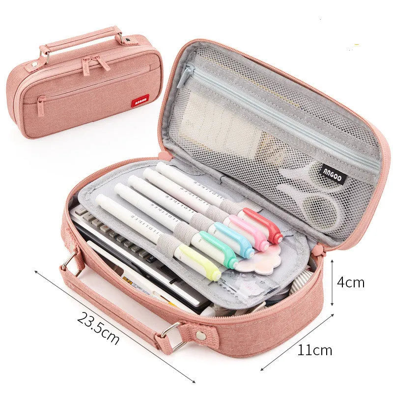 Stationery Bag Student Pencil Case Junior High School Canvas Square Design Multiple Colors Available