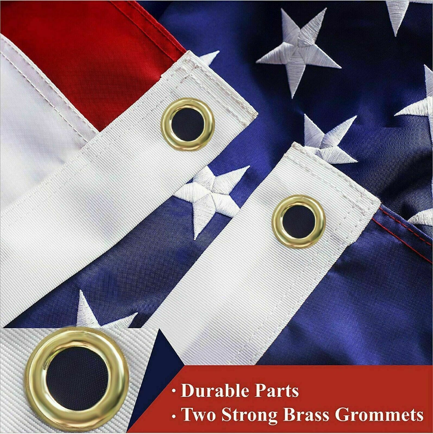 3x5ft US American Flag, Heavy Duty Embroidered Stars Sewn Stripes Grommets Oxford