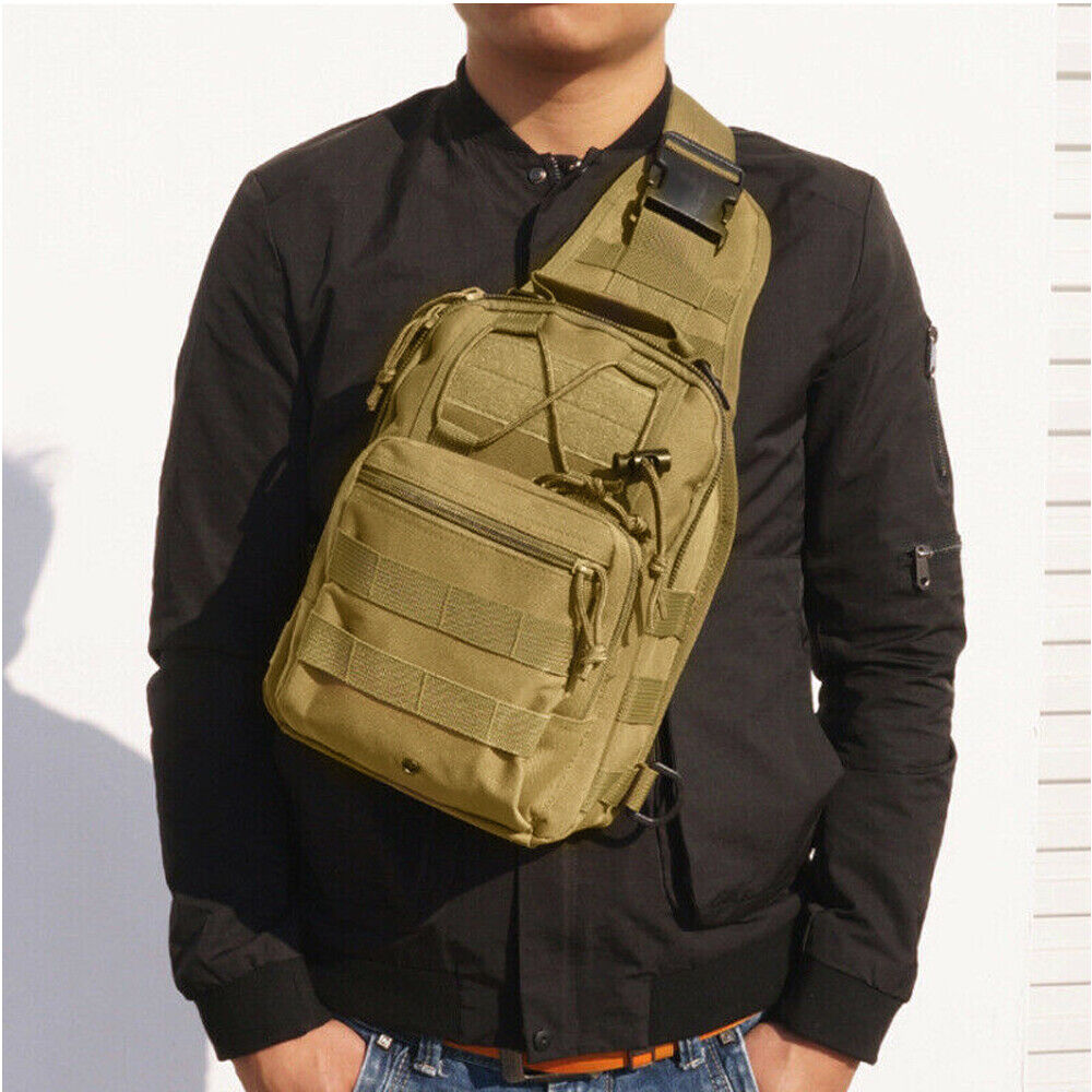 Men's Tactical Molle Sling Backpack – Waterproof Military Shoulder Chest Bag for Hiking, Cycling, Travel & Outdoor Activities
