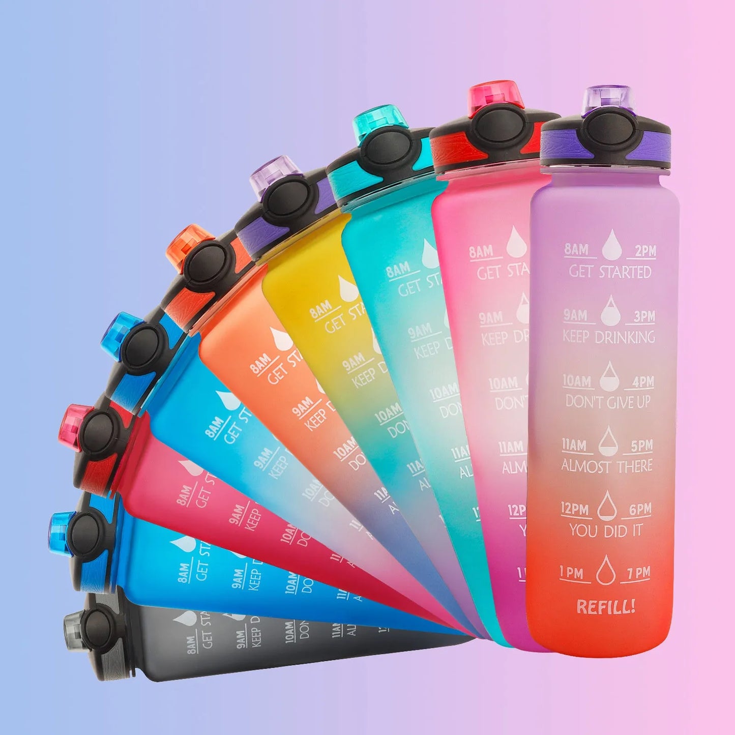 1 Liter Tritan Water Bottle With Time Marker Leakproof Cup For Sports Fitness Activities