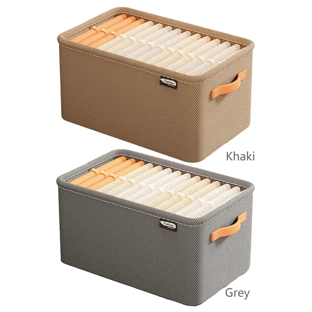 Cabinet Drawer Organizer Versatile Socks Storage Basket with Handle and Steel Frame Thickened Foldable Fabric for Home Wardrobe