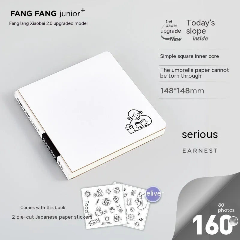 Square Paper Small White Note Girl Heart Diary with Stickers