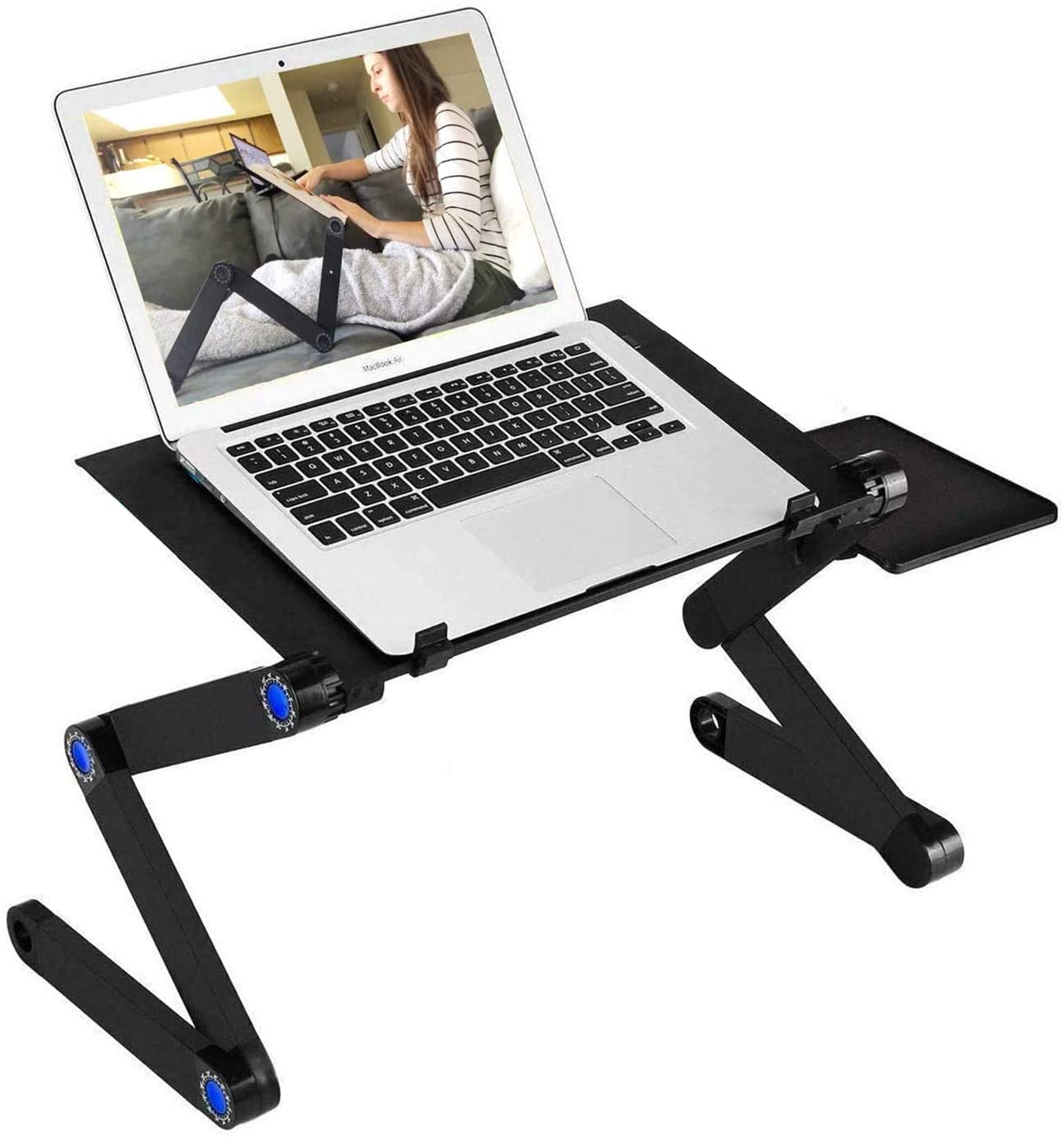 Adjustable Laptop Stand with 2 CPU Cooling USB Fans for Bed and Sofa Use