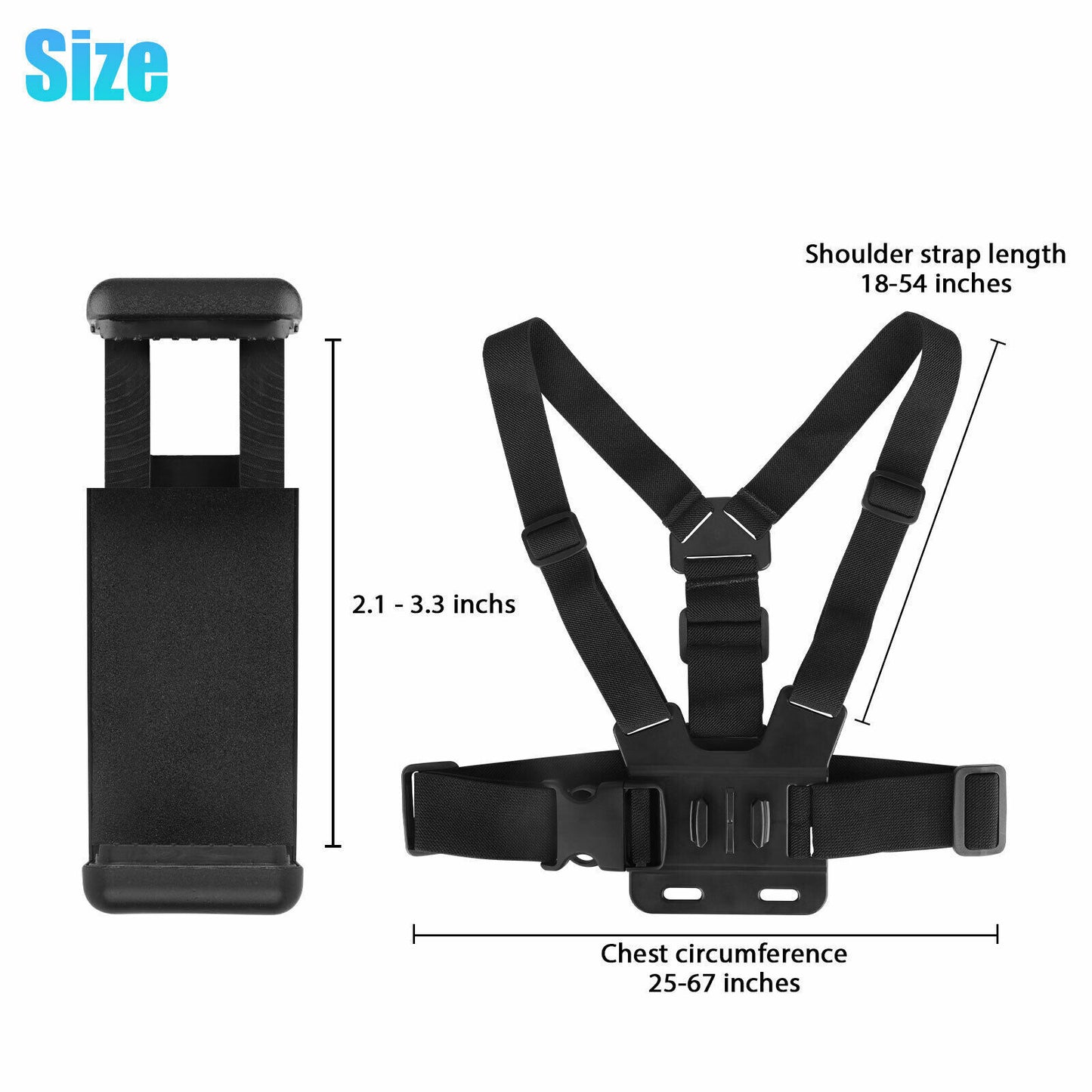 Mobile Phone Chest Strap Harness Mount Head Strap Holder Kit for POV/VLOG,Cell Phone Clip Compatible with iPhone,Samsung,