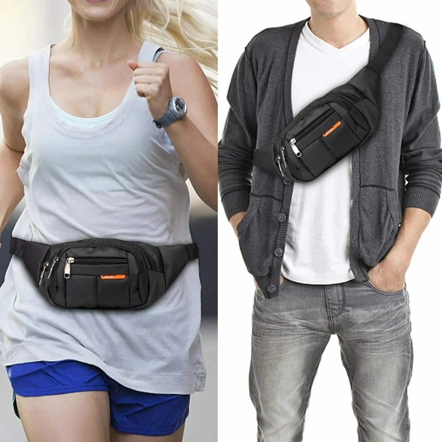Waist Bag Fanny Pack for Men Women Hip Belt Bum Pouch Sport Travel Purse Unisex