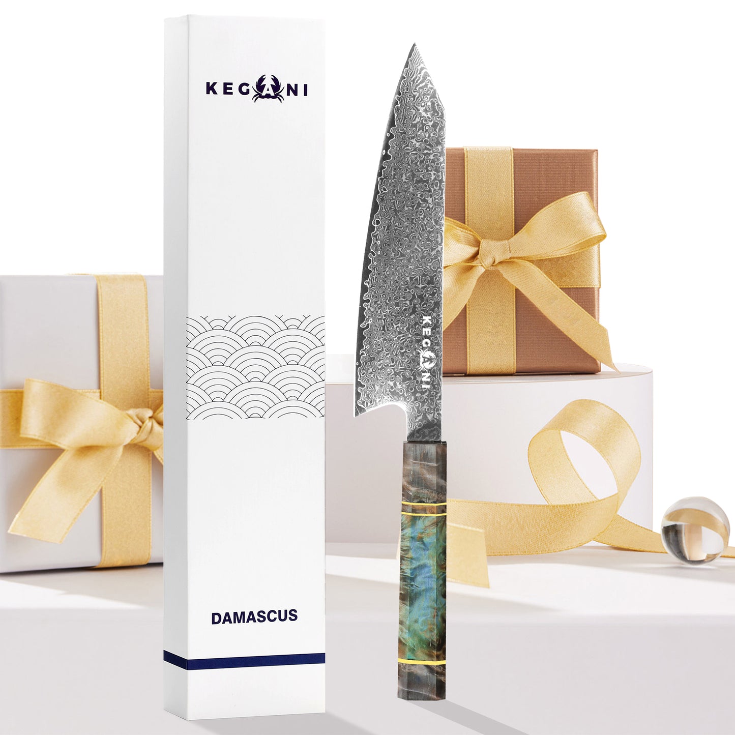 Kegani 8 Inch Kiritsuke Knife -Japanese Chef Knife-Damascus 67-layers VG10 Stainless Steel Kitchen Knife,Professional Chef's Knife