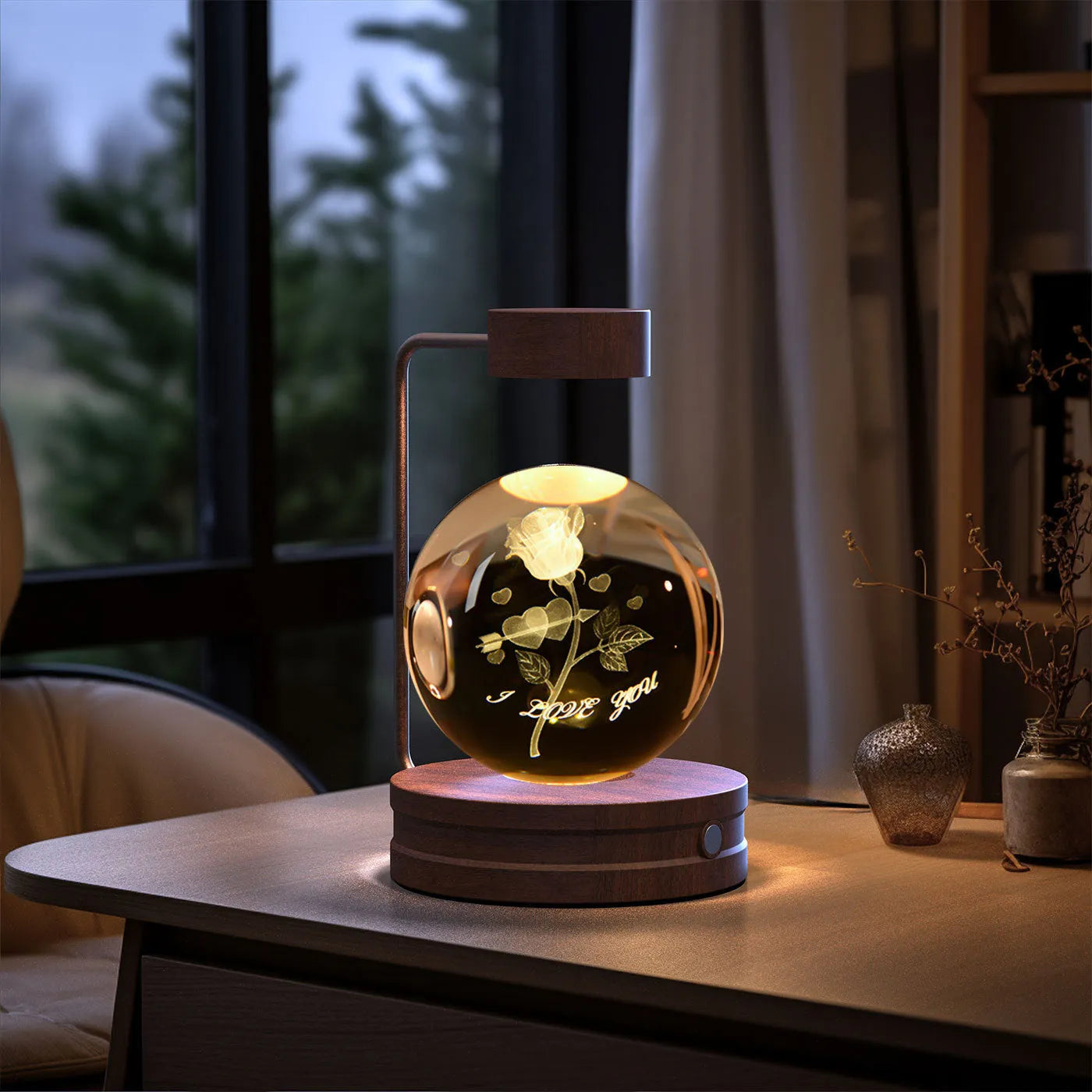 Crystal Ball Cosmic Dinosaur Indoor Night Light USB Powered Warm Bedside Lamp Birthday Gift