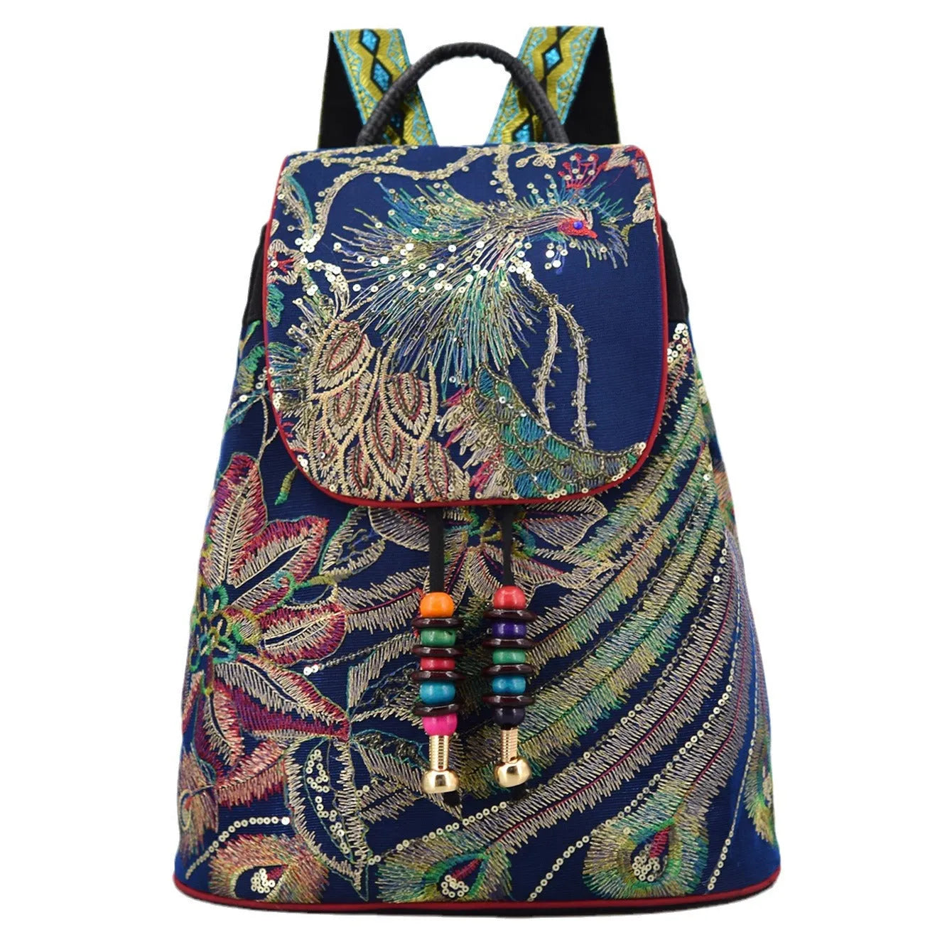 Fashion Women's Canvas Bucket Backpack in Sapphire Blue Black and Wine Red