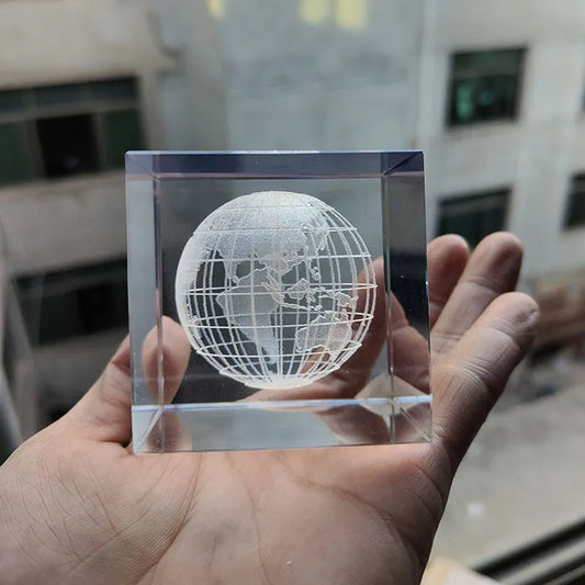 Desktop Crystal Creative Gift Ornament White Lotus Cube