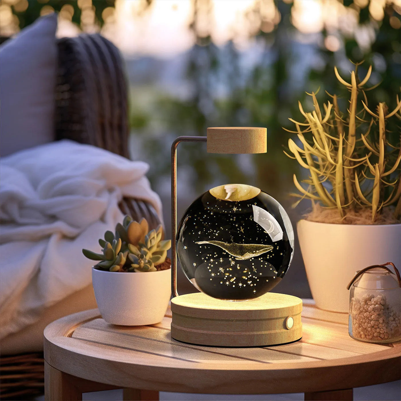 Crystal Ball Cosmic Dinosaur Indoor Night Light USB Powered Warm Bedside Lamp Birthday Gift