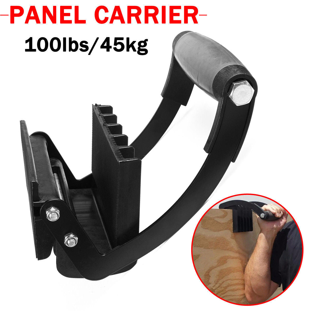 Professional Panel and Plywood Carrier, Plywood Lifting Tool and Drywall Carrying Tool, One Person Drywall Carrier Handle, Single Hand Clamp Lift Tool for Sheet Board, Padded, Drywall