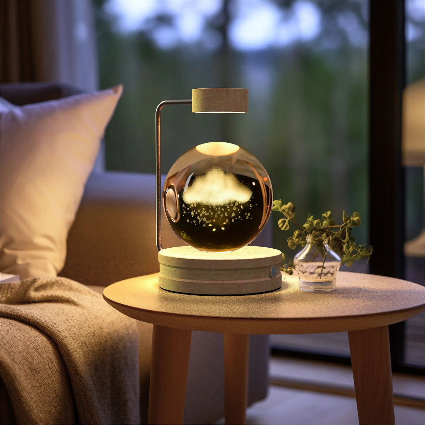 Crystal Ball Cosmic Dinosaur Indoor Night Light USB Powered Warm Bedside Lamp Birthday Gift