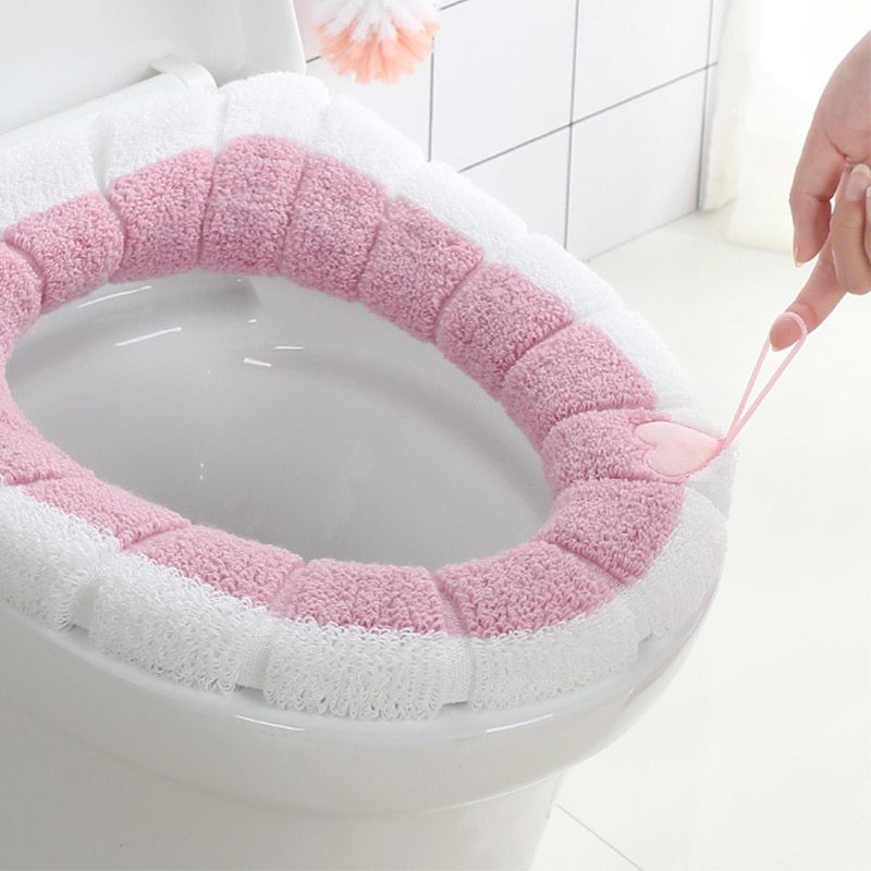 Thickened Toilet Cushion Winter Soft Washable Common Nordic Toilet Seat Pads Household Bathroom Lavatory Cover Set Pedestal