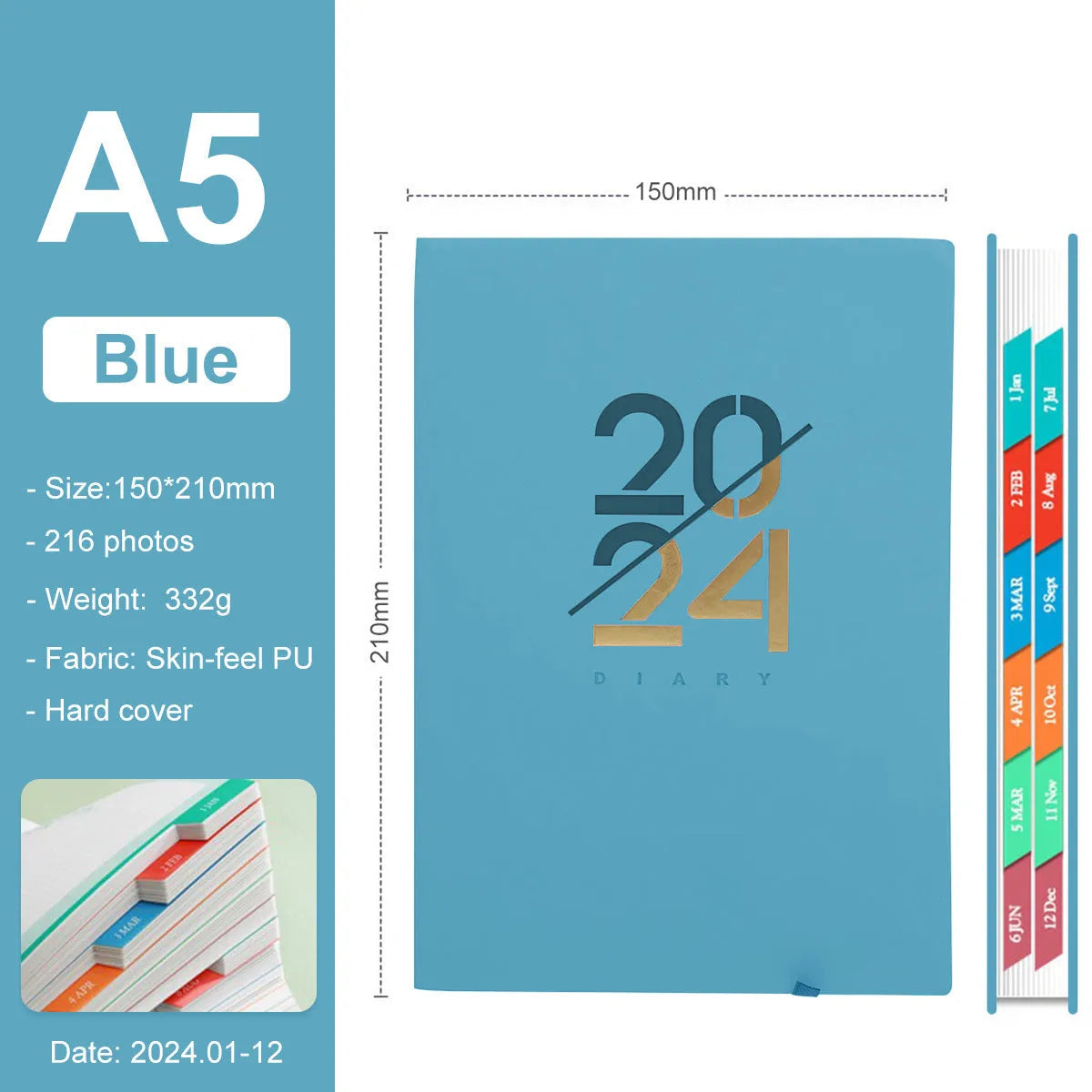 English Monthly Plan Weekly Plan Schedule Book 2024 A5 Notebook