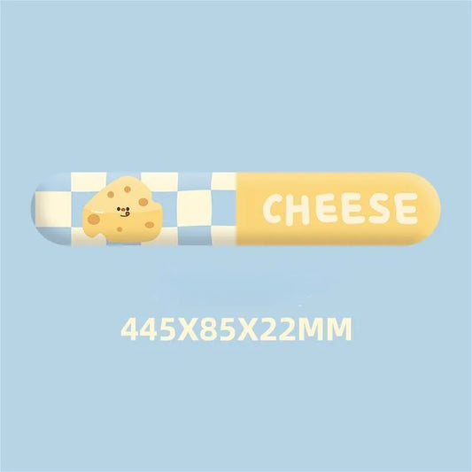 Cartoon Cheese Mouse Pad Wrist Strap for Office with Rubber Pad and Milk Silk Fabric