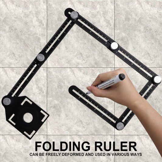 Aluminum Alloy Six Folding Multi Angle Measuring Ruler  Floor Tile Hole Locator Template