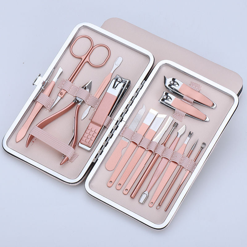 Household Manicure Tool Set Trim Nail Clippers Manicure Set Professional Nail Clipper Kit-26 Pieces Stainless Steel Manicure Kit, Nail Care Tools with Luxurious Travel Case