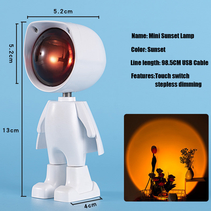 Robot Atmosphere Light Sunset Red Lamp Stepless Dimming Projector Night Lamp Network Red Selfie Light for Wall Decoration