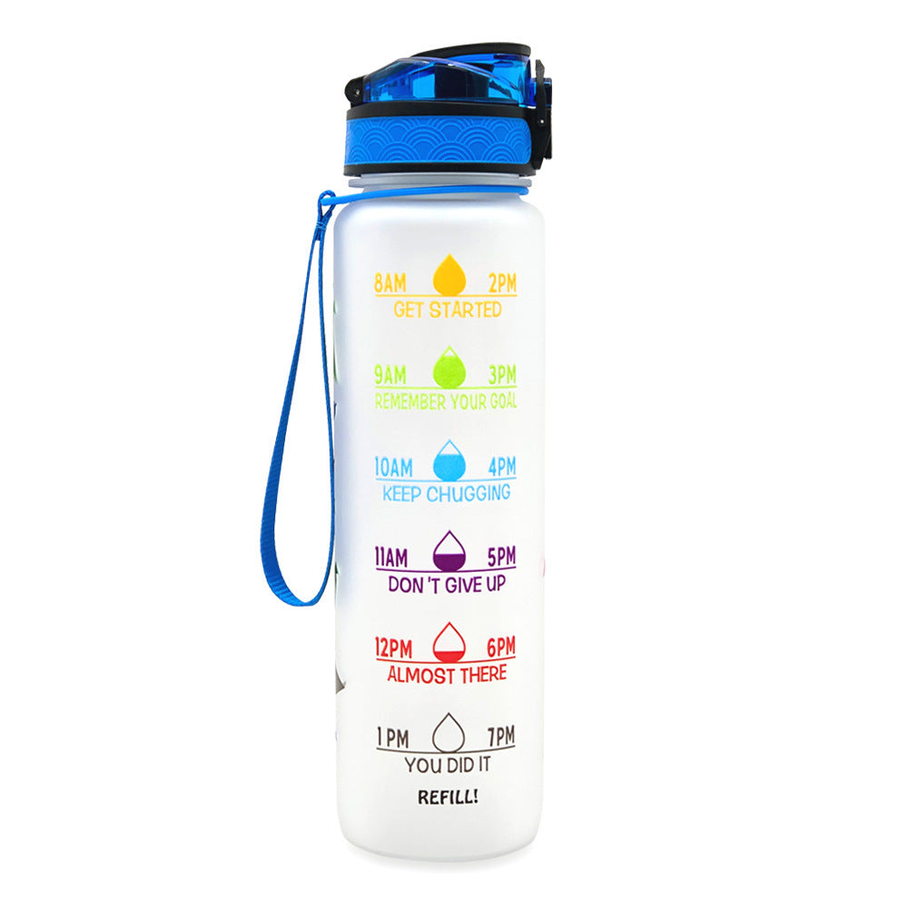 1L Tritan Water Bottle With Time Marker  ,Water Bottle Cycling Leakproof Cup For Sports Fitness Bottles