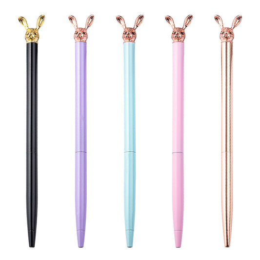 New Korean Fashion Cute Rabbit Metal Pen Metal Ballpoint Pen Custom Rotating Metal Pen Ballpoint Pen