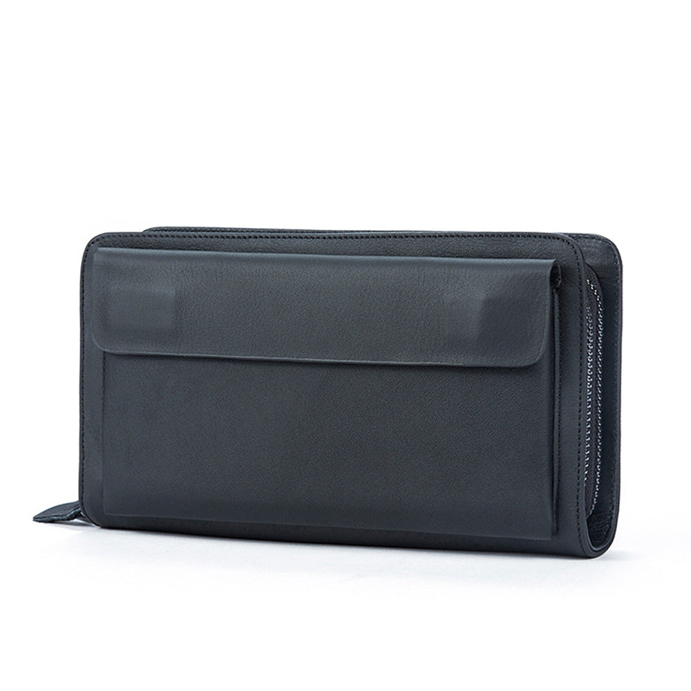 First Layer Cowhide Clutch Double Layer Zipper Wallet