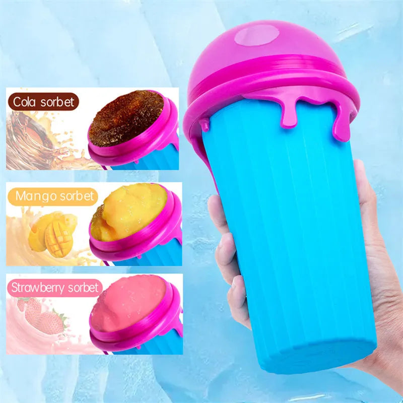 500ml Large Capacity Slushy Cup Summer Squeeze Homemade Juice Water Bottle Quick Frozen Smoothie Sand Cup Pinch Fast Cooling Magic Ice Cream Slushy