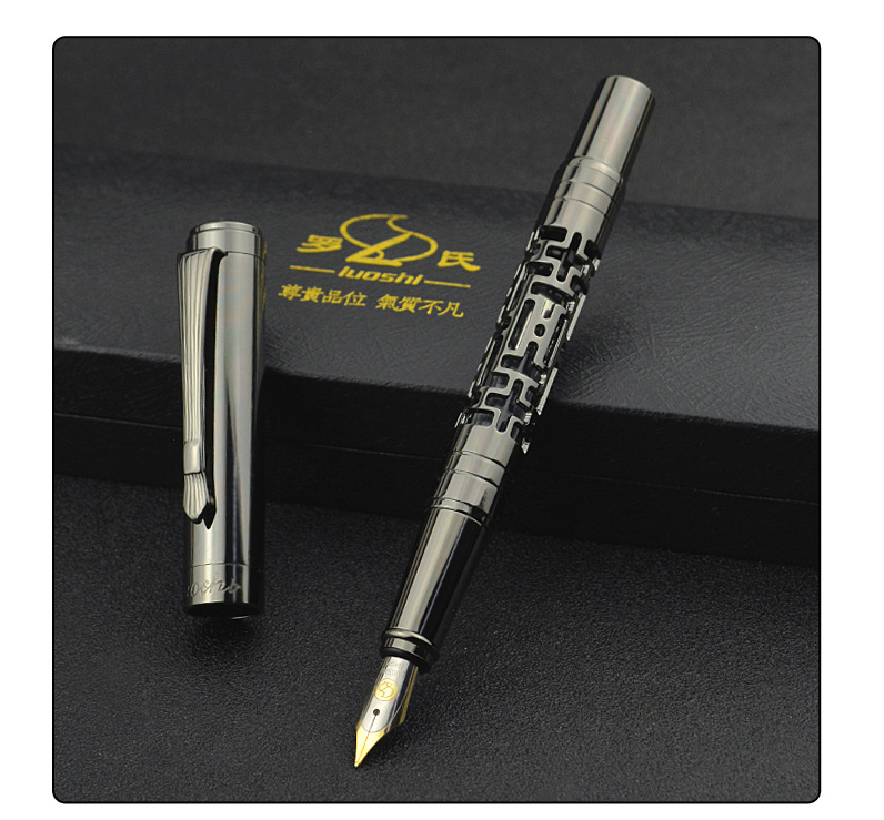 Luxury Metal Fountain Pen, Fine Nib Fountain Pen Business Smooth Writing Pen with Ink Converter Gift Box Calligraphy Pens for Writing Journaling Signature Premium metal luxury fountain pen