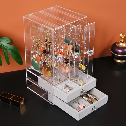 Acrylic Cosmetic Storage Box Makeup Organizer Skin Care Large Clear Cosmetic Display Cases Stackable Storage Box With For Vanity