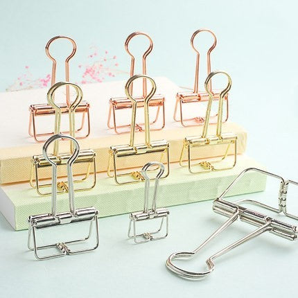 Medium Metal Wire Binder Clips, Office Supplier School Accessories,Colorful Hollow Out Paper Organizer, Paper Binder Clip