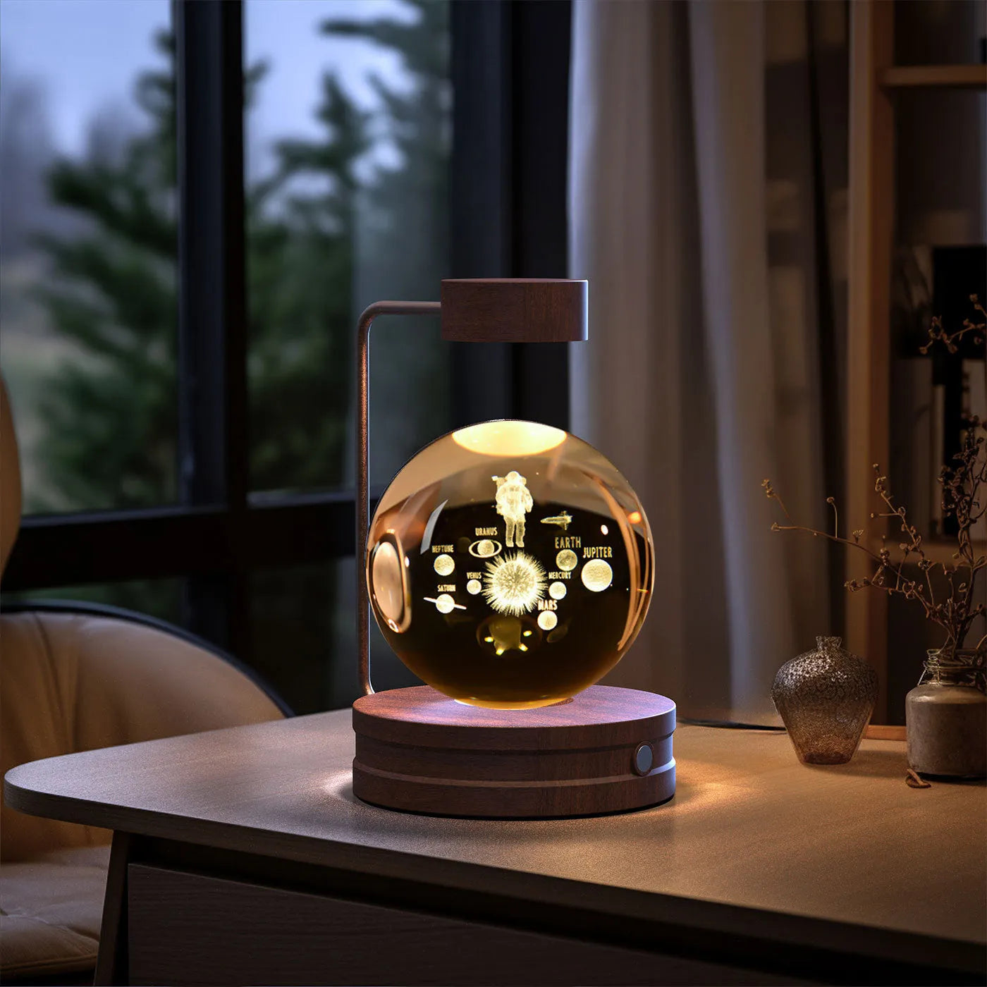 Crystal Ball Cosmic Dinosaur Indoor Night Light USB Powered Warm Bedside Lamp Birthday Gift