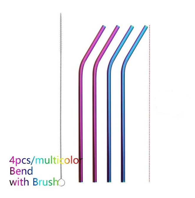 Reusable Metal Straws for 40oz Tumbler, 6Pcs Stainless Steel Reusable Drinking Metal Straw with Colourful Silicone Tips,Straw for Glass Cups, BPA FREE