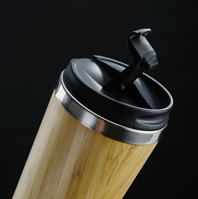 Bamboo Coffee Cup Glass Tumbler with Straw and Bamboo Lid, Iced Coffee Cup Reusable, Smoothie Cups, Tumbler with Silicone Protective Sleeve - BPA Free