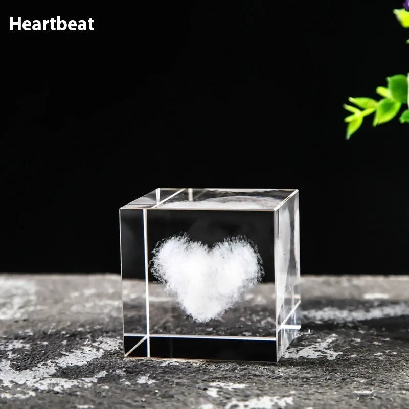 Desktop Crystal Creative Gift Ornament White Lotus Cube