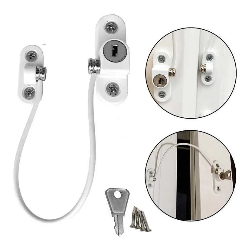 Window Security Chain Lock Multifunctional Window Cable Lock Door Security Guard for Baby Safety 1 Piece