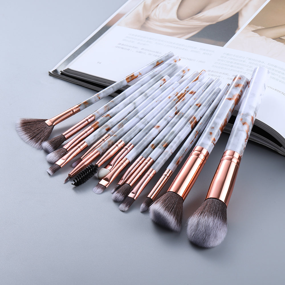 Professional 12Pcs Marble Make Up Brushes Makeup Brushes Set include Foundation Eyeshadow Eyebrow Brush Set