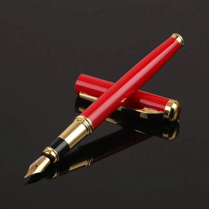 Fountain Pens Push Pull Refillable F Nib Smooth Writing Metal Clip Ideal for Students Beginners Calligraphy Gift Business