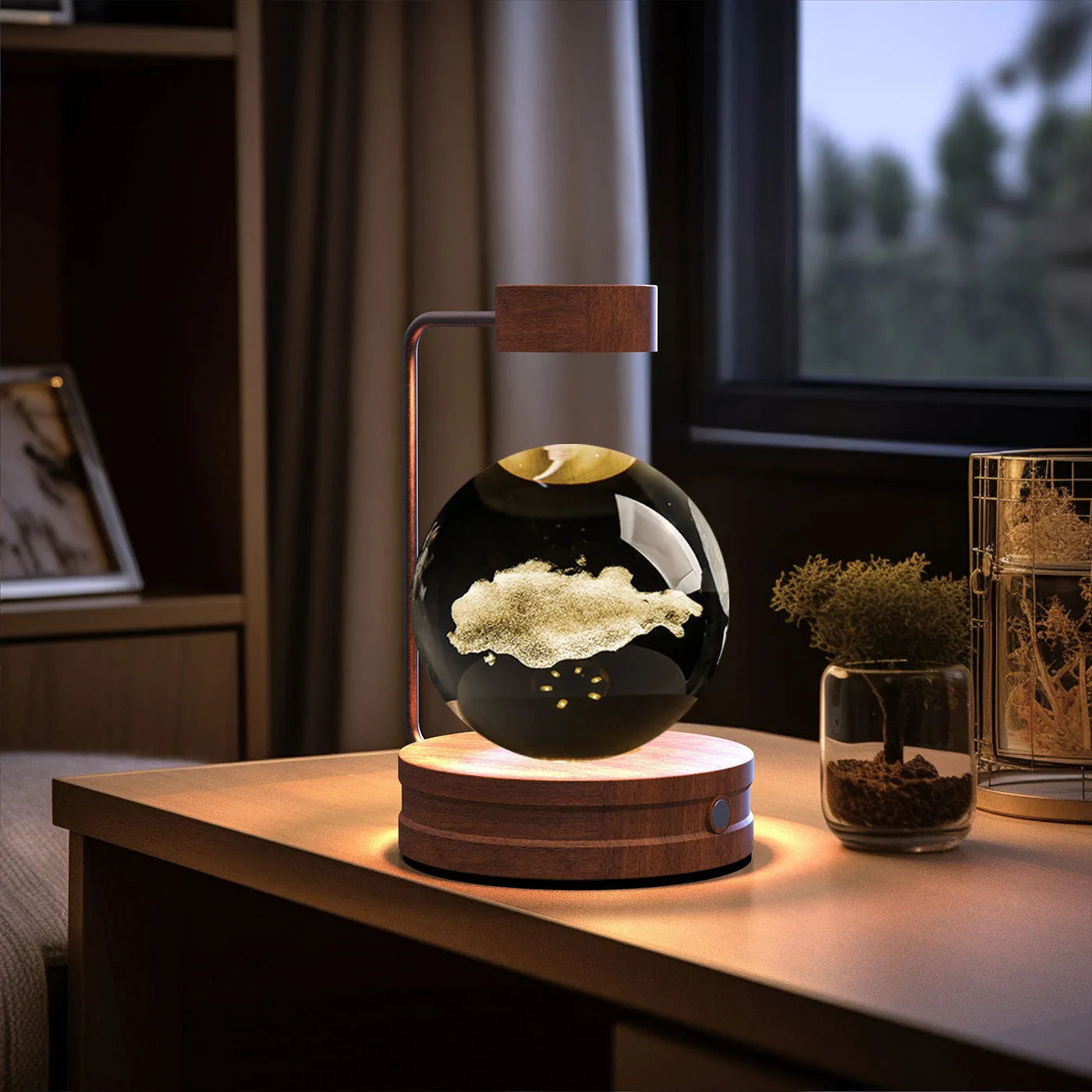 Crystal Ball Cosmic Dinosaur Indoor Night Light USB Powered Warm Bedside Lamp Birthday Gift