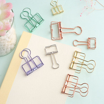 Medium Metal Wire Binder Clips, Office Supplier School Accessories,Colorful Hollow Out Paper Organizer, Paper Binder Clip