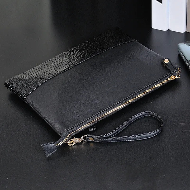 Men's Crocodile Pattern Fashion Clutch Shoulder Crossbody Bag
