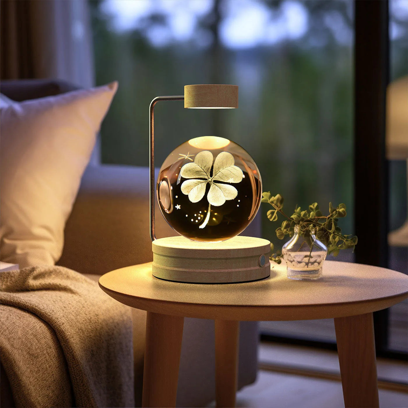 Crystal Ball Cosmic Dinosaur Indoor Night Light USB Powered Warm Bedside Lamp Birthday Gift