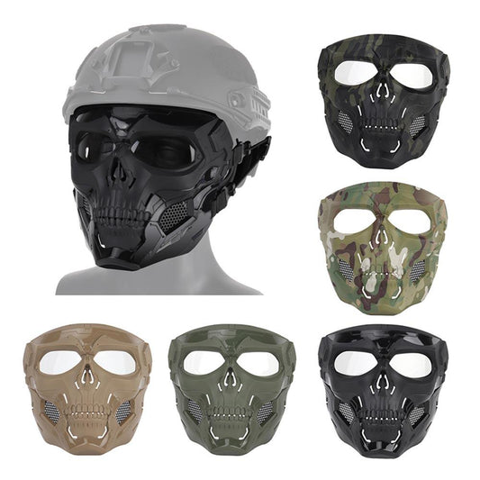 Skull Horror Helmet Mask w/Goggles, Skull Goggle Riding Mask, Motorcycle Goggles Mask, Skull Motocross Riding Sunglasses Comic Role for Halloween Paintball Game Movie Props Part