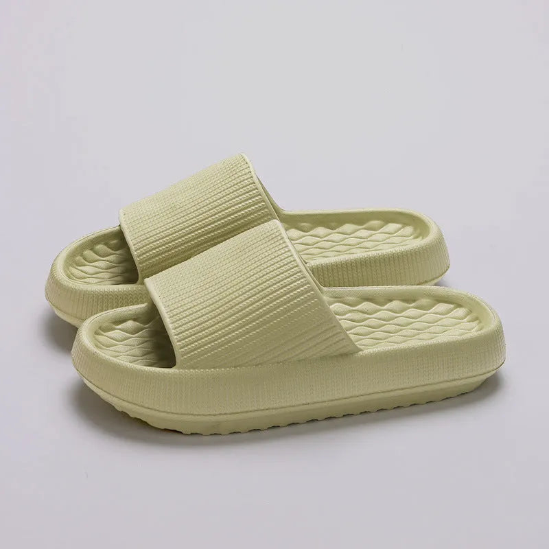 Summer EVA Slippers Solid Color Rhombus Stripe Anti Slip Home Shoes for Women