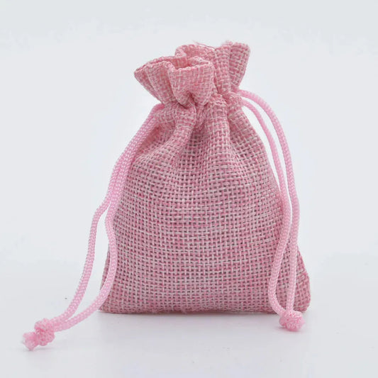 Mini Drawstring Linen Jewelry Bag Small Cloth Gift Packaging Bag for Weddings Gifts and Commemorations
