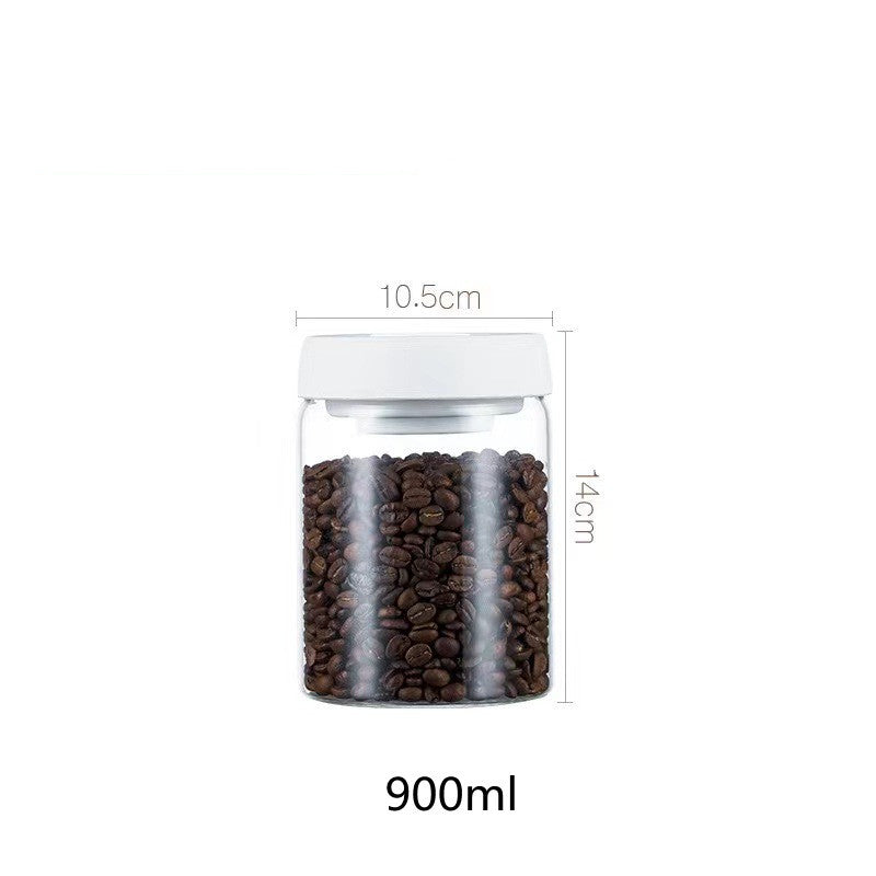 Vacuum Sealed Jug Set Black Coffee Beans Glass Airtight Canister Kitchen Food Grains Candy Keep Good Storage Jar Set Kitchen Gadgets