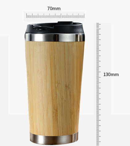 Bamboo Coffee Cup Glass Tumbler with Straw and Bamboo Lid, Iced Coffee Cup Reusable, Smoothie Cups, Tumbler with Silicone Protective Sleeve - BPA Free