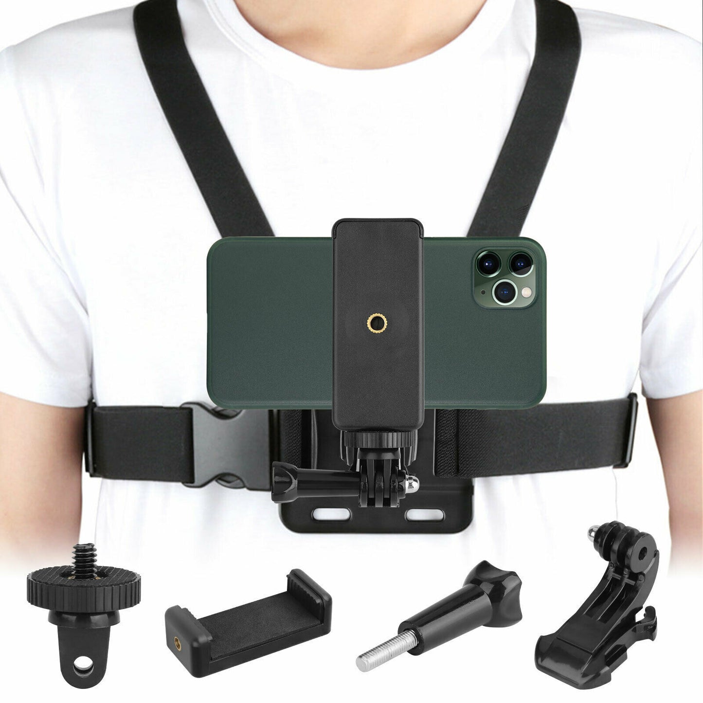 Mobile Phone Chest Strap Harness Mount Head Strap Holder Kit for POV/VLOG,Cell Phone Clip Compatible with iPhone,Samsung,GoPro Hero 9, 8,7, 6, 5, 4, 3,2, 1,AKASO,DJI Osmo,and Action Cameras…